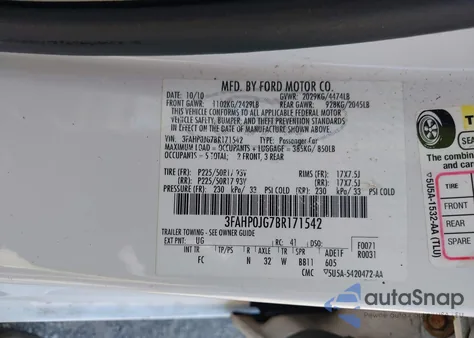 2011 Ford Fusion Sel from USA, damaged, VIN 3FAHP0JG7BR171542